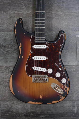 AIO S3 Electric Guitar - Relic 3-Tone Sunburst (Ebony Fingerboard