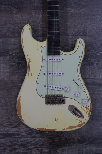 OMMO IRREGULAR PATTERN AIO グレー AIO S3 Electric Guitar - Relic Olympic White (Ebony Fingerboard
