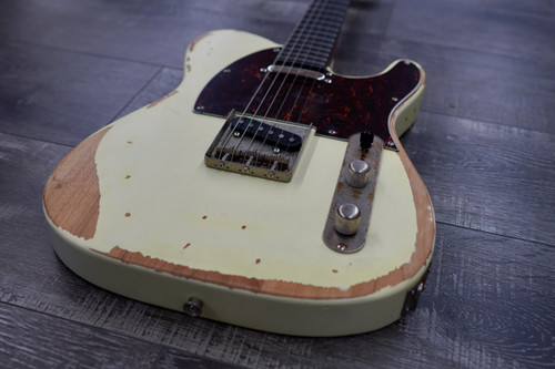 AIO TC3 Relic Electric Guitar - Olympic White (Brown Pickguard