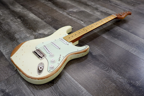 ★☆OlympicWhite Relic MultilayerStrato☆★ AIO S3 Electric Guitar - Relic Olympic White (Maple Fingerboard