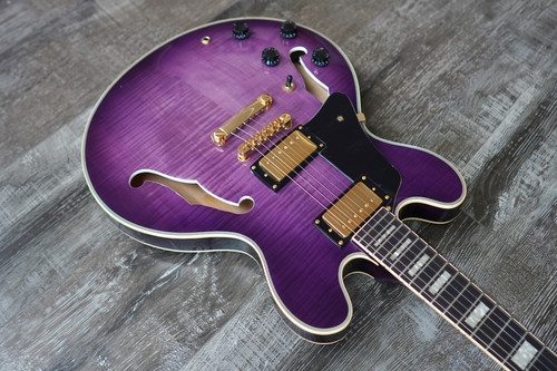 AIO SH-335 Left Handed Semi-Hollow Electric Guitar - Purple Burst