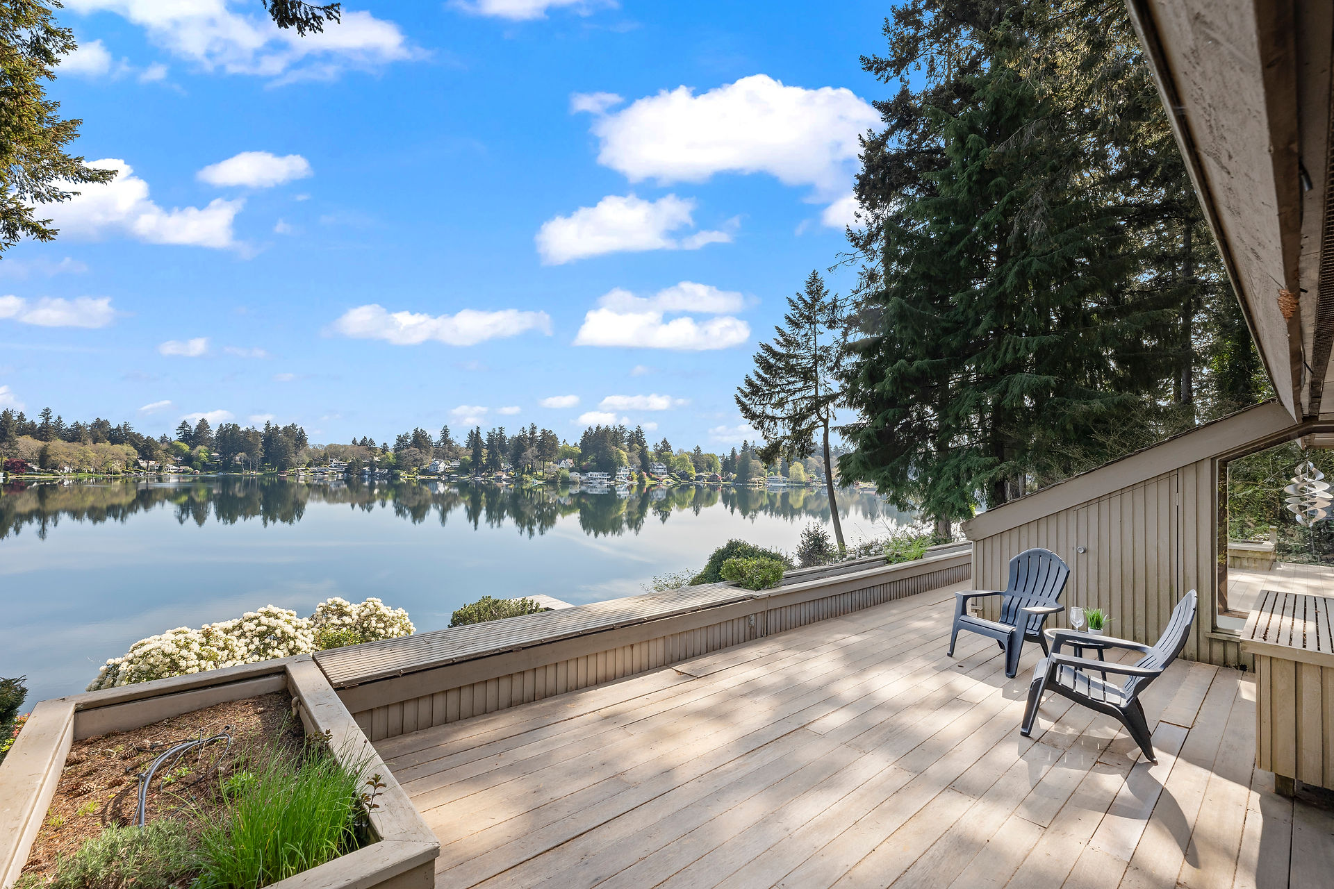 The back deck of a home for sale on Lake Steilacoom
