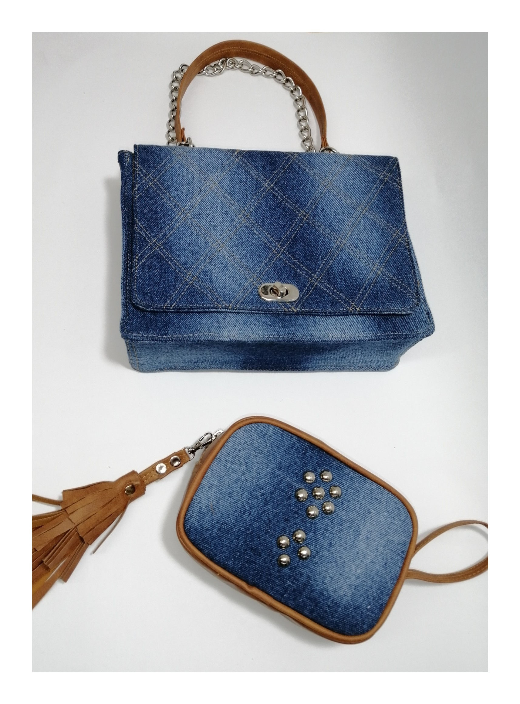 Bolso en Jeans y cosmetiquera combo o cada uno por separado 