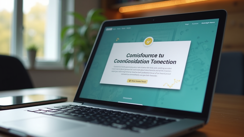 Close-up view of a laptop screen showing a lead generation landing page