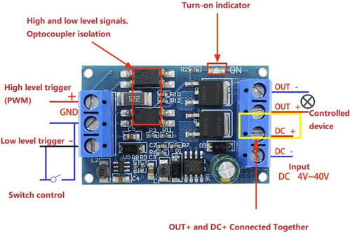 High-power Mos Fet Trigger Drive Switch Module Pwm Adjust Control Dc 4v - 60v Du