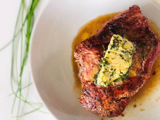 Roasted Pock Rib Eye in Chives Lemon & Roasted Garlic.jpeg