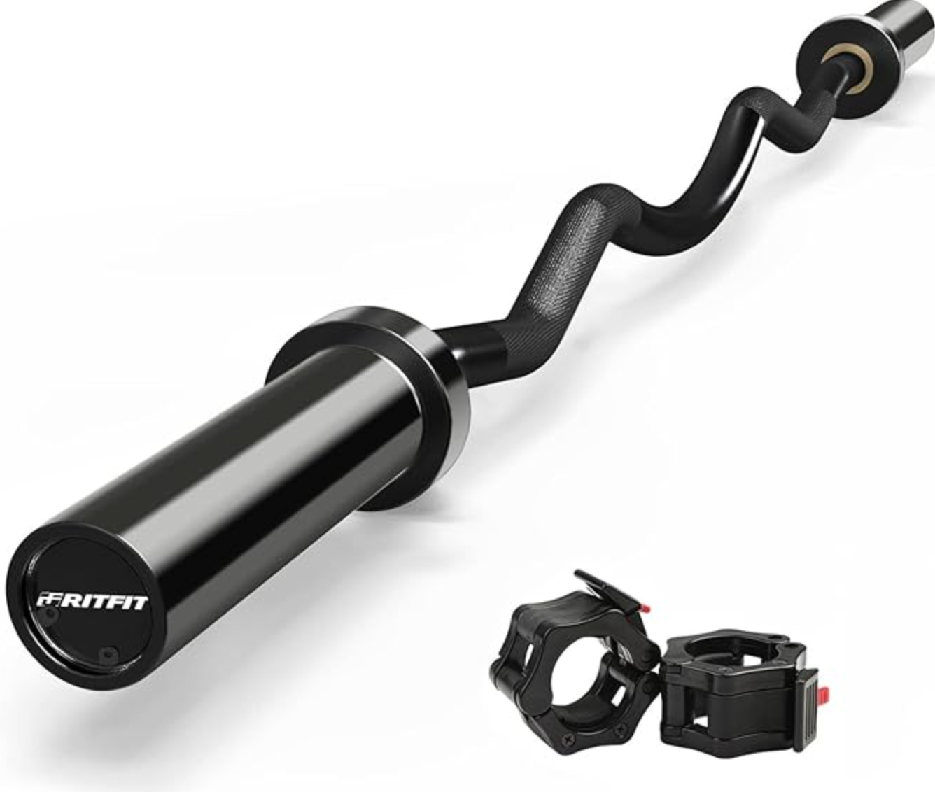 Olympic EZ Curl Bar 1.2m 9kg Black Weightlifting Bar 50mm