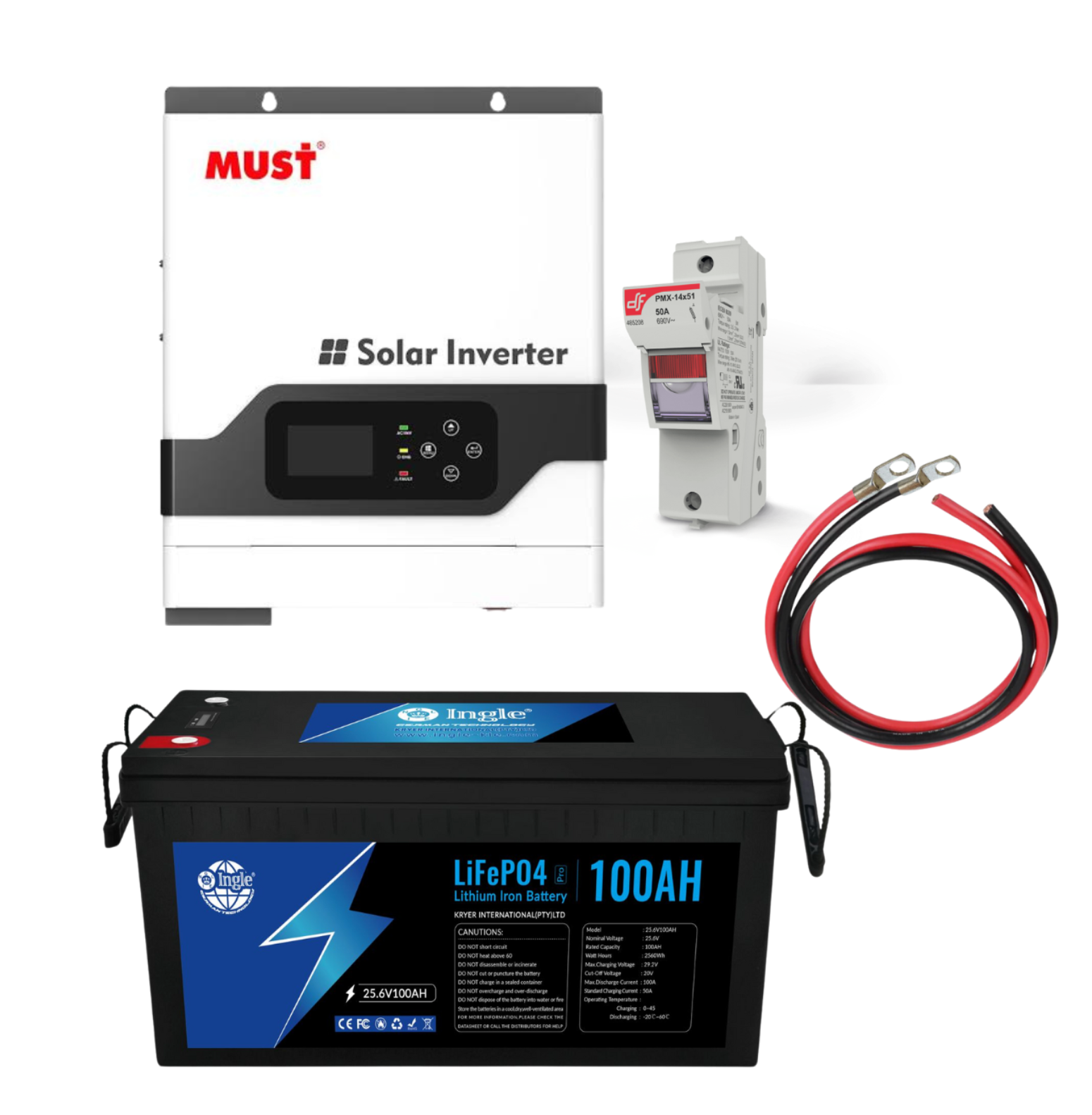 3kW MUST Hybrid Inverter with 2.56kWh Ingle Lithium Battery Backup Kit