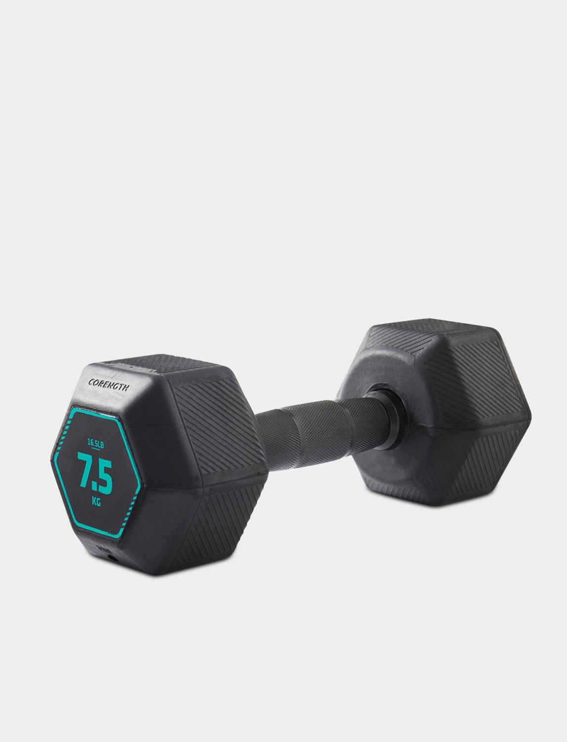 Decathlon 7.5kg Rubber Hex Dumbbell with Knurled Grip Handle