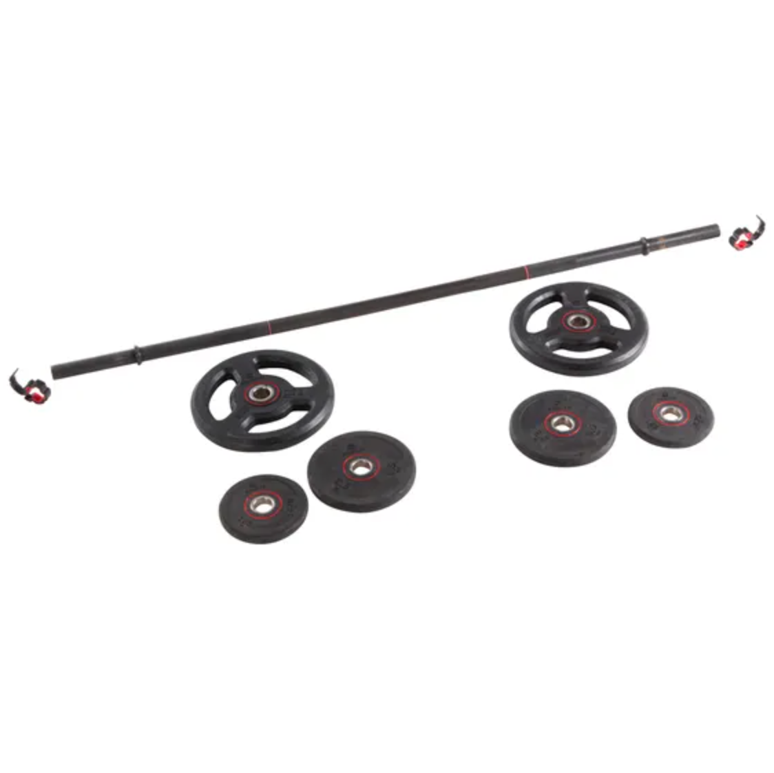 20kg Barbell Weight Set with Rubber Weight Plates and 1.3m Bar