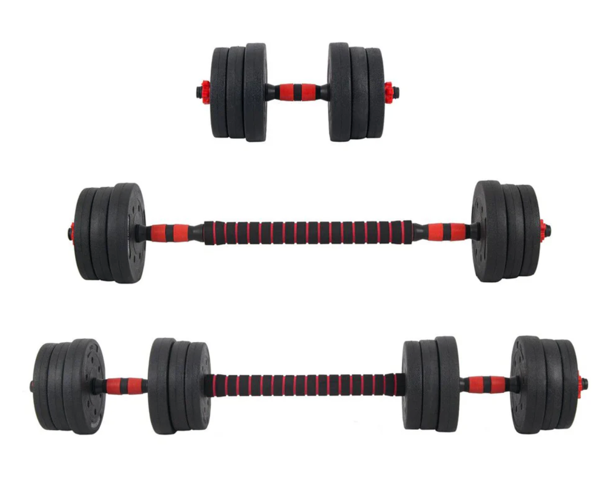 Adjustable Dumbbell & Barbell Set 20kg 2-in-1 Home Gym Weight Set