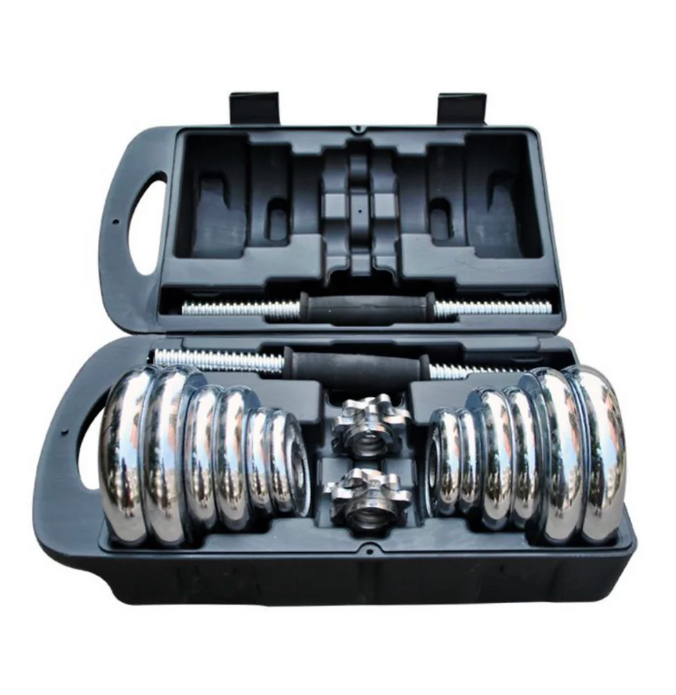 Thumbnail: Adjustable Dumbbell Set 30kg with Chrome Spinlock Bars & Carry Case