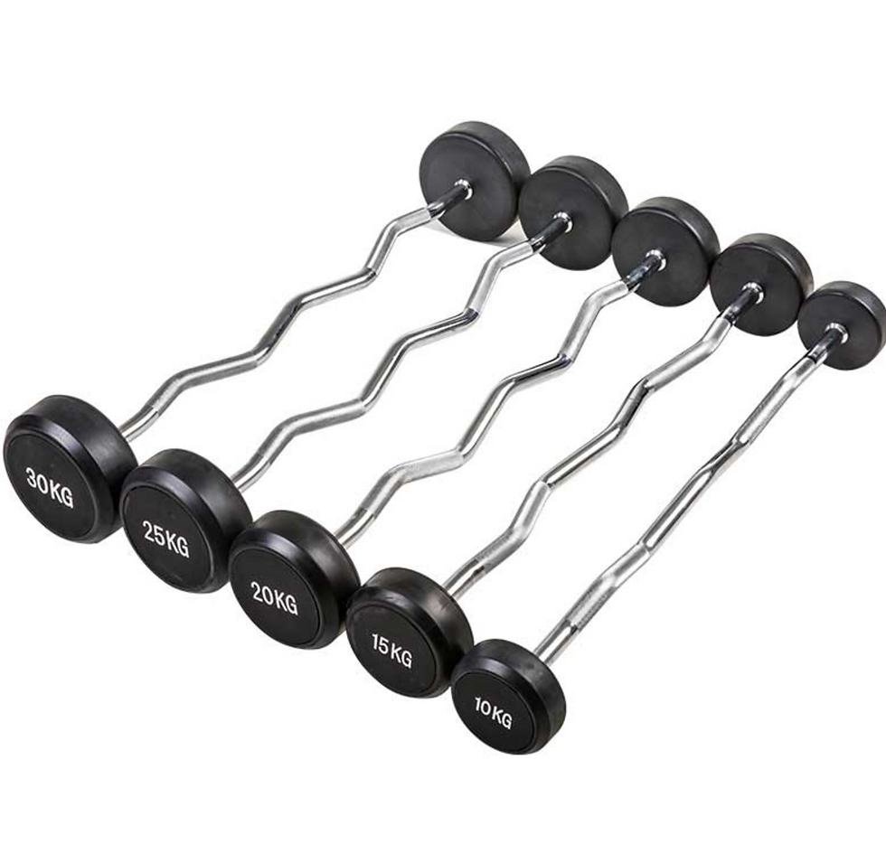 Thumbnail: Fixed Rubber Barbells Straight Bar & EZ Curl Bar Commercial Gym Equipment