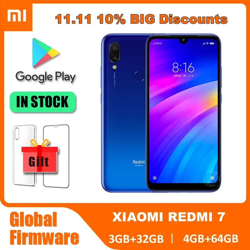 Original Xiaomi Redmi 7 Mobile Phones 4GB 64GB