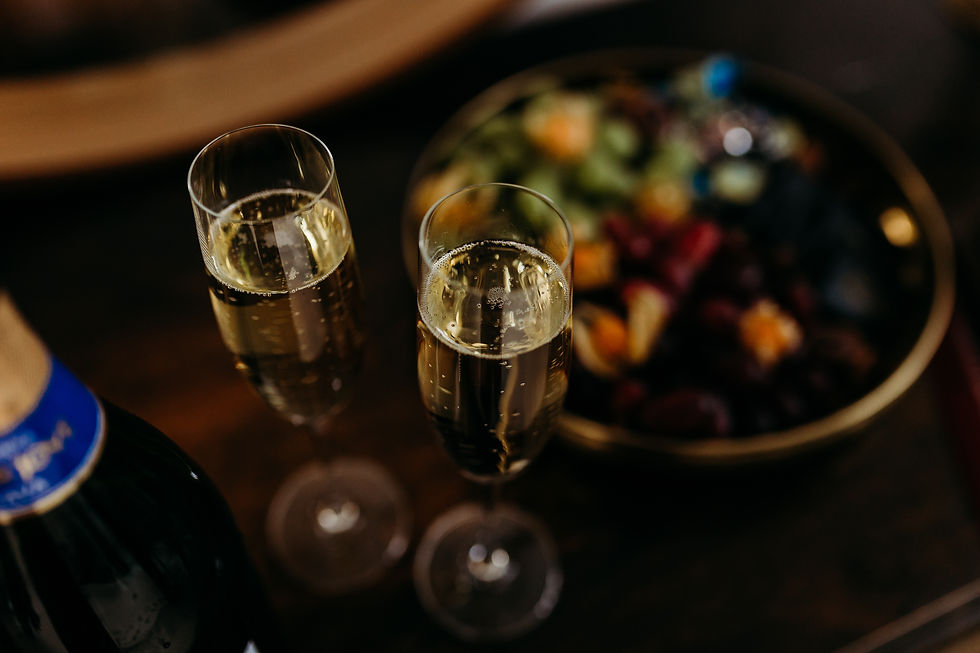 Champagneglass og forfriskninger