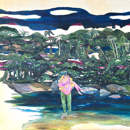 Reinventar o Homem Usando Pássaros, 2023 Oil on canvas 100.0 x 160.0 cm (27.6 x 19.7 in)-e