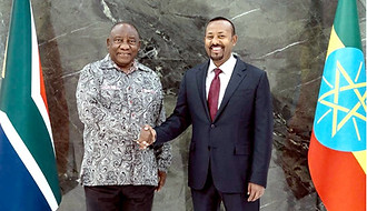 Prime Minister Abiy Ahmed welcomed South African President Cyril Ramaphosa