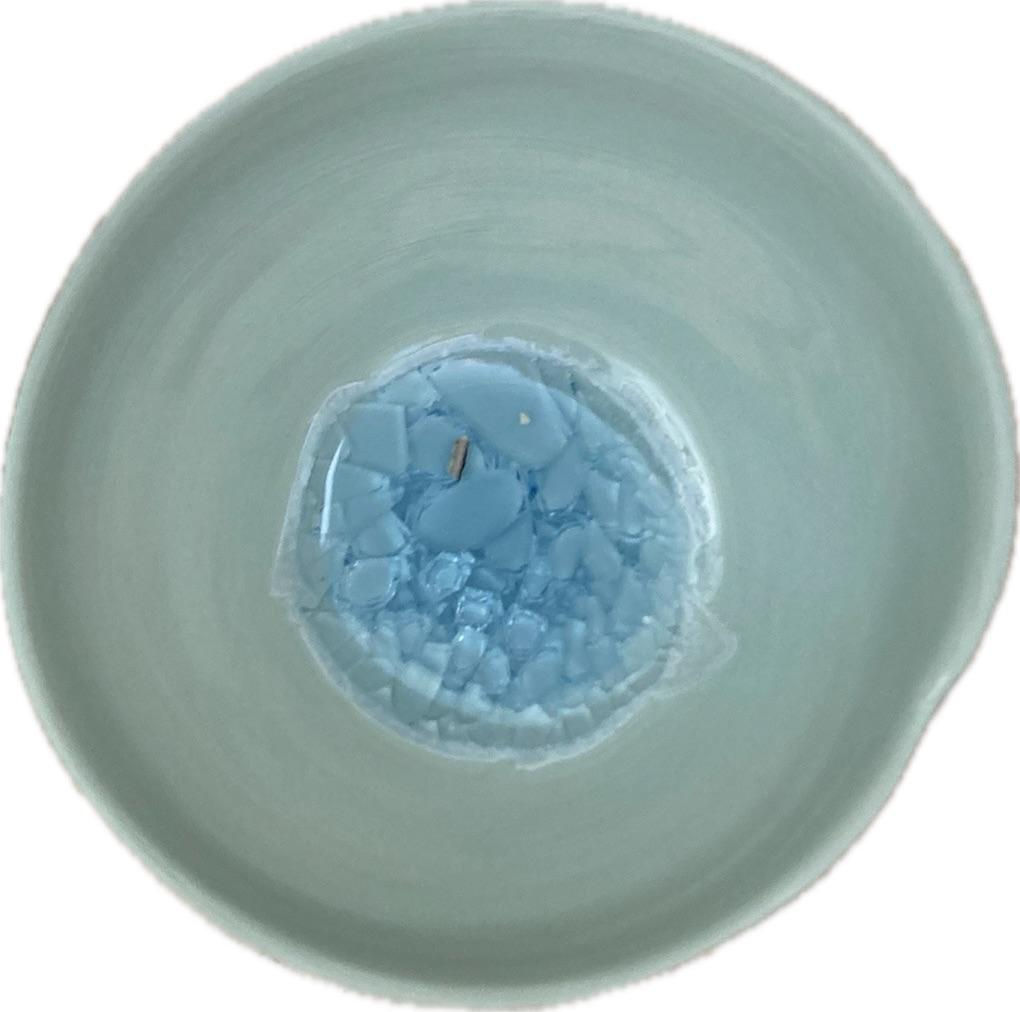 Taça redonda porcelana e vidro