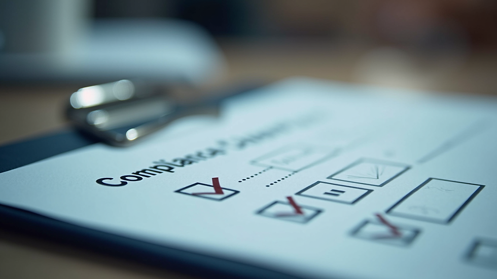 Close-up view of a compliance checklist on a laptop screen
