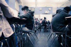 classroom with students working