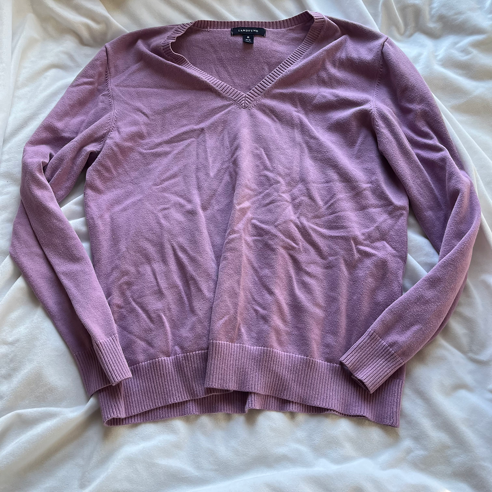 Thumbnail: Lands’ End Purple V-Neck Sweater – Size M (10–12)