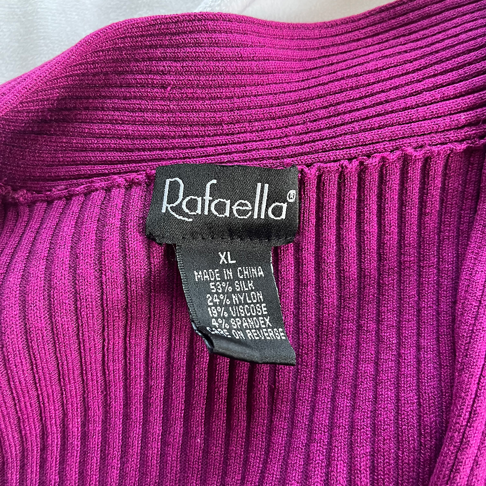 Thumbnail: Vintage Rafaella Deep Magenta Ribbed Wrap Sweater – XL