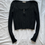 Thumbnail: Pink Republic Black Ribbed Zip-Up Sweater Size XL