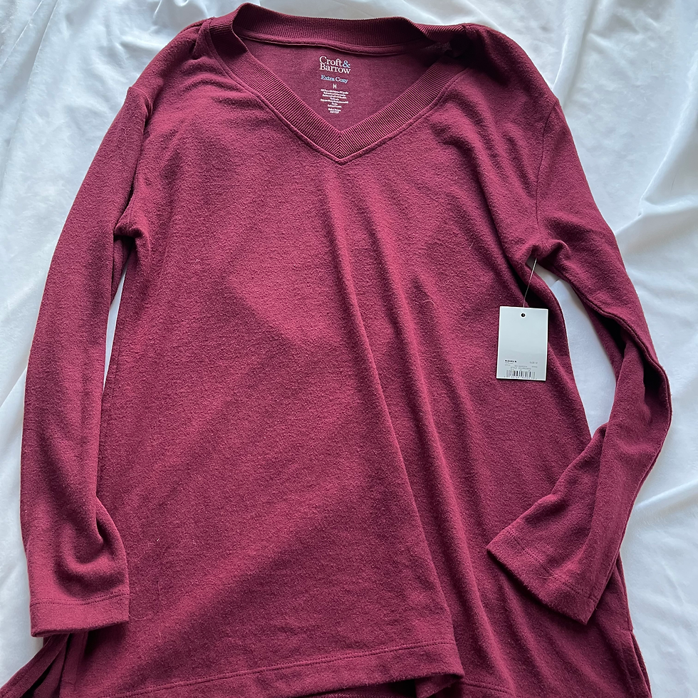 Thumbnail: Croft & Barrow Maroon V-Neck Knit Top (NWT) – Size Medium
