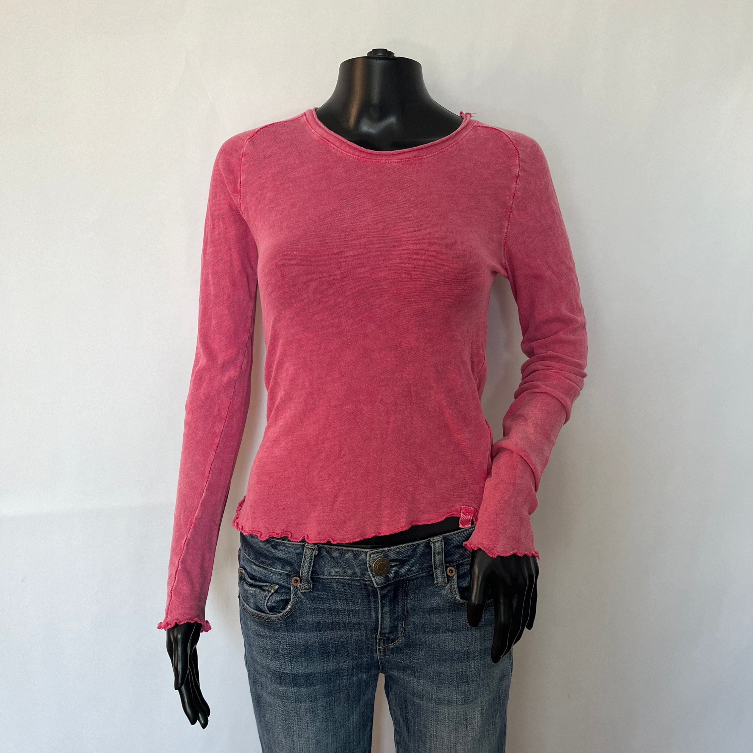 We The Free Washed Pink Lettuce Hem Long Sleeve – Size S