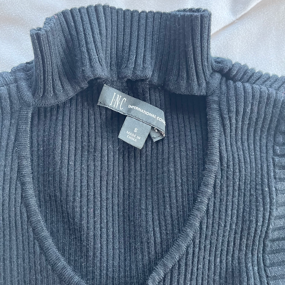 Thumbnail: INC Black Ribbed Long Sleeve Knit Sweater – Size S