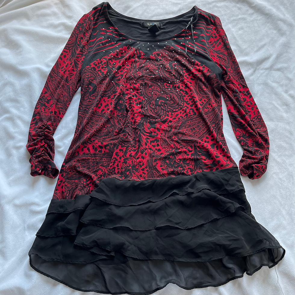 Thumbnail: Style & Co Red & Black Paisley Tunic – Size Medium