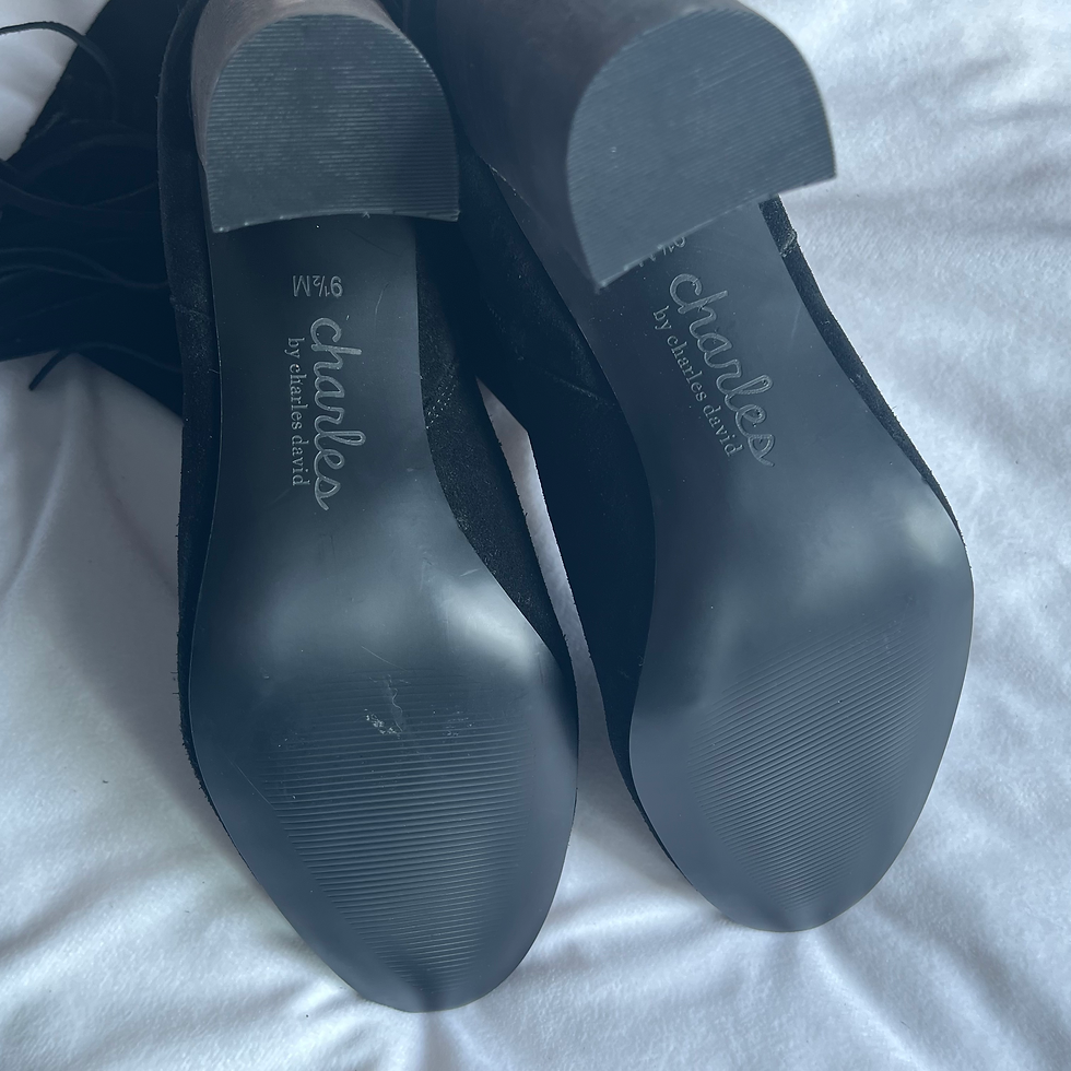 Thumbnail: Charles By Charles David Black Suede Fringe Ankle Boots – Size 9.5M