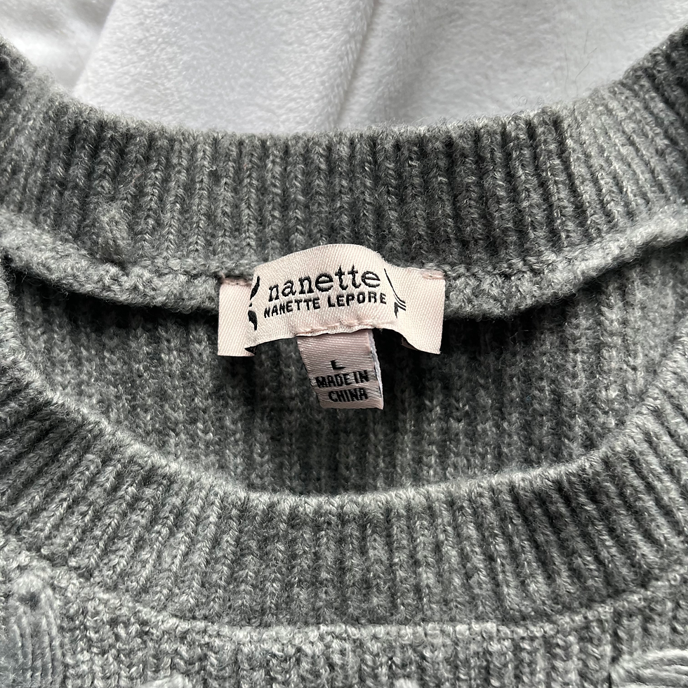 Thumbnail: Nanette Lepore Gray Textured Knit Floral Sweater – Size L