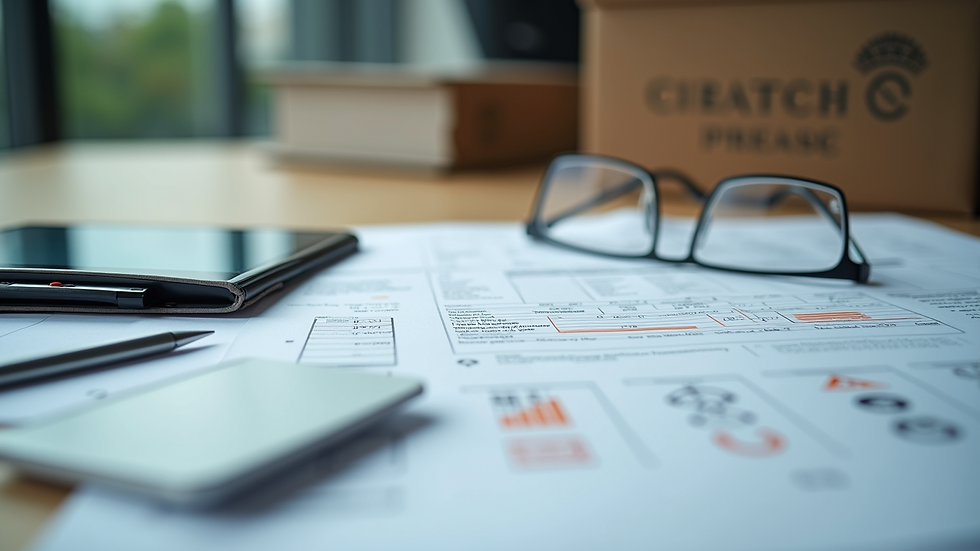 High angle view of customs forms and shipping documents on a desk