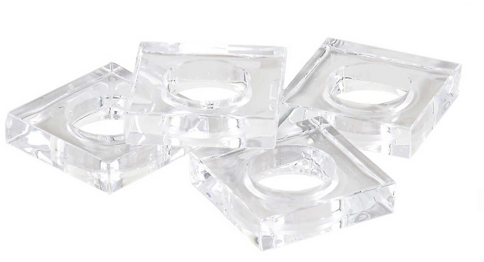 Acrylic Napkin Ring 4-Piece Set - Clear