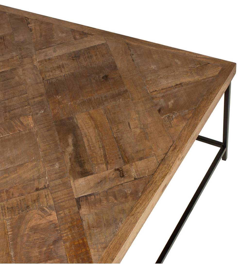 Miniatura: Emmett 45" Square Mango Wood and Iron Coffee Table