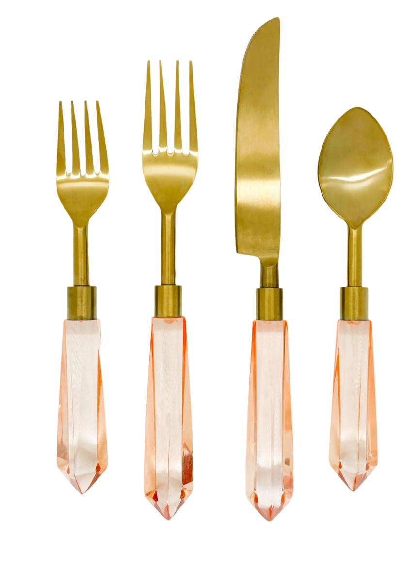 Acrylic Flatware 4 pc Set - Blush Pink