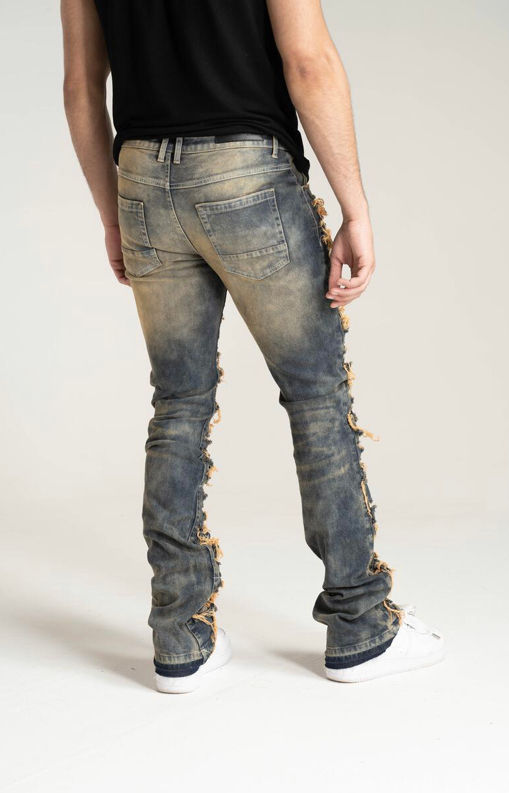 Thumbnail: PREMIUM QUALITY STACK JEANS WITH MULTI RIP/REPAIR