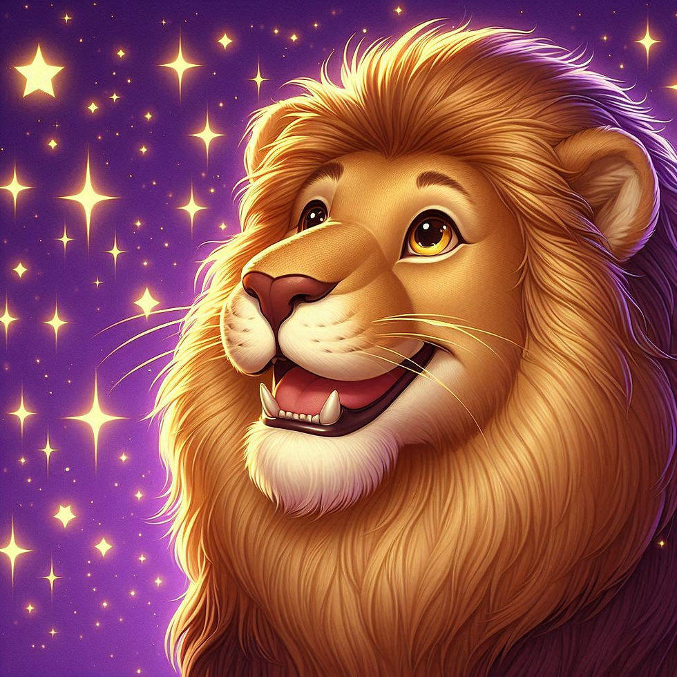 un lion souriant