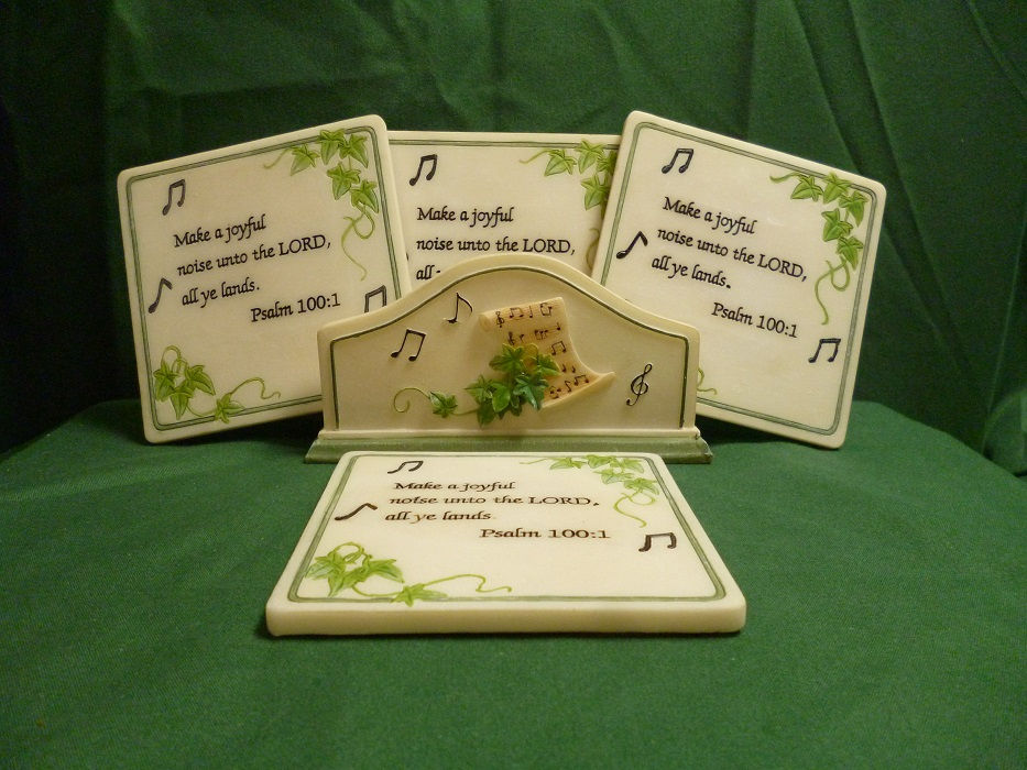 Coaster Set, Sheet Music, Make a Joyful Noise, 5 Pieces, Resin