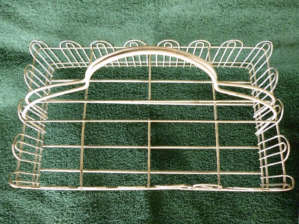Thumbnail: Vintage White Wire Basket Jar Holder with Handle