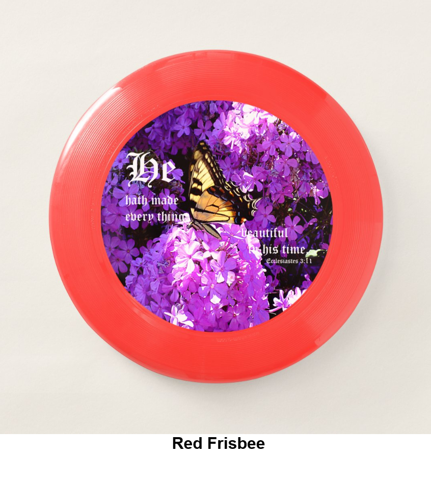 Thumbnail: Butterfly and Phlox, Ecclesiastes 3vs11 Wham-O Frisbee