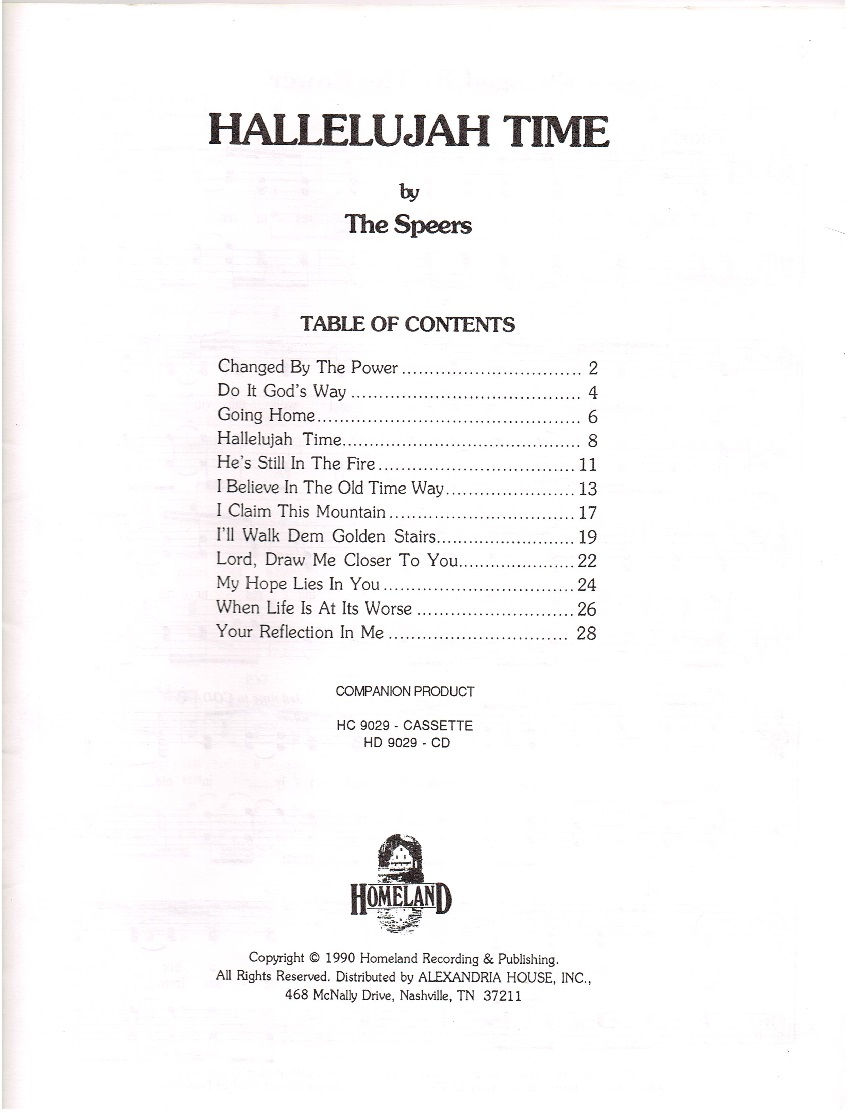 Thumbnail: The Speers Hallelujah Time Songbook