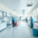 facility interior with gleaming floors, sparkling windows, and organized workspaces. Focus