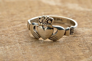 Claddagh Ring, ring with two hands clasping a heart with a crown