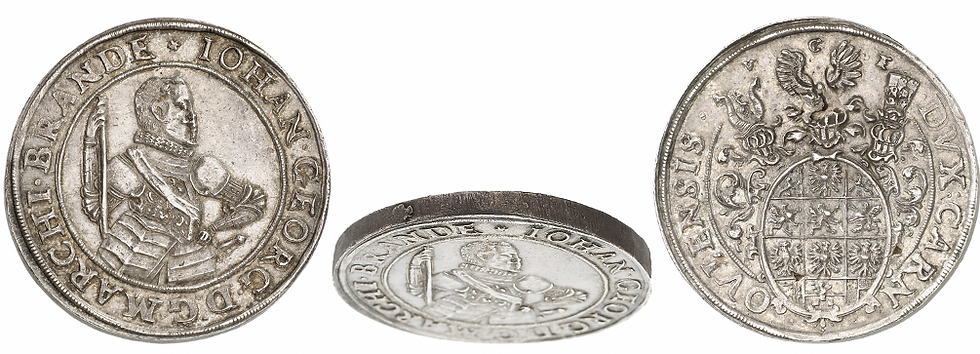 Jägerndorf / Schlesien. Johann Georg, 1606-1621. Dicker doppelter Reichstaler, o. J., Jägerndorf. Sehr selten. Aus Sammlung Heinrich Rudolf Peter. Vorzüglich.