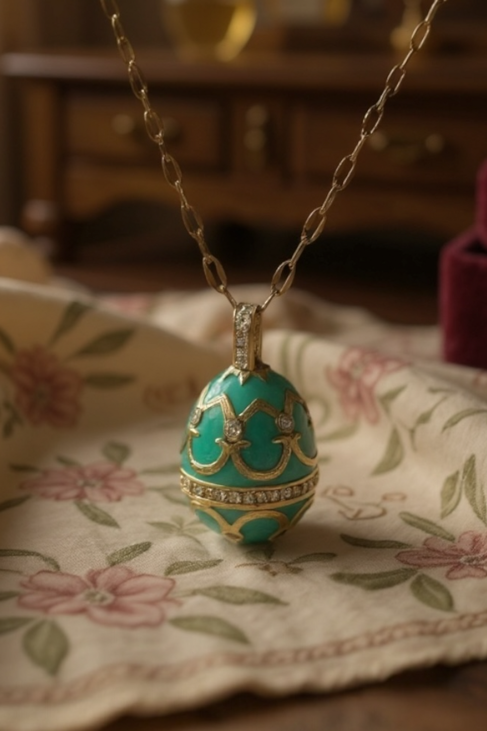 Küçük resim: Vintage Yumurta Yeşil Kolye