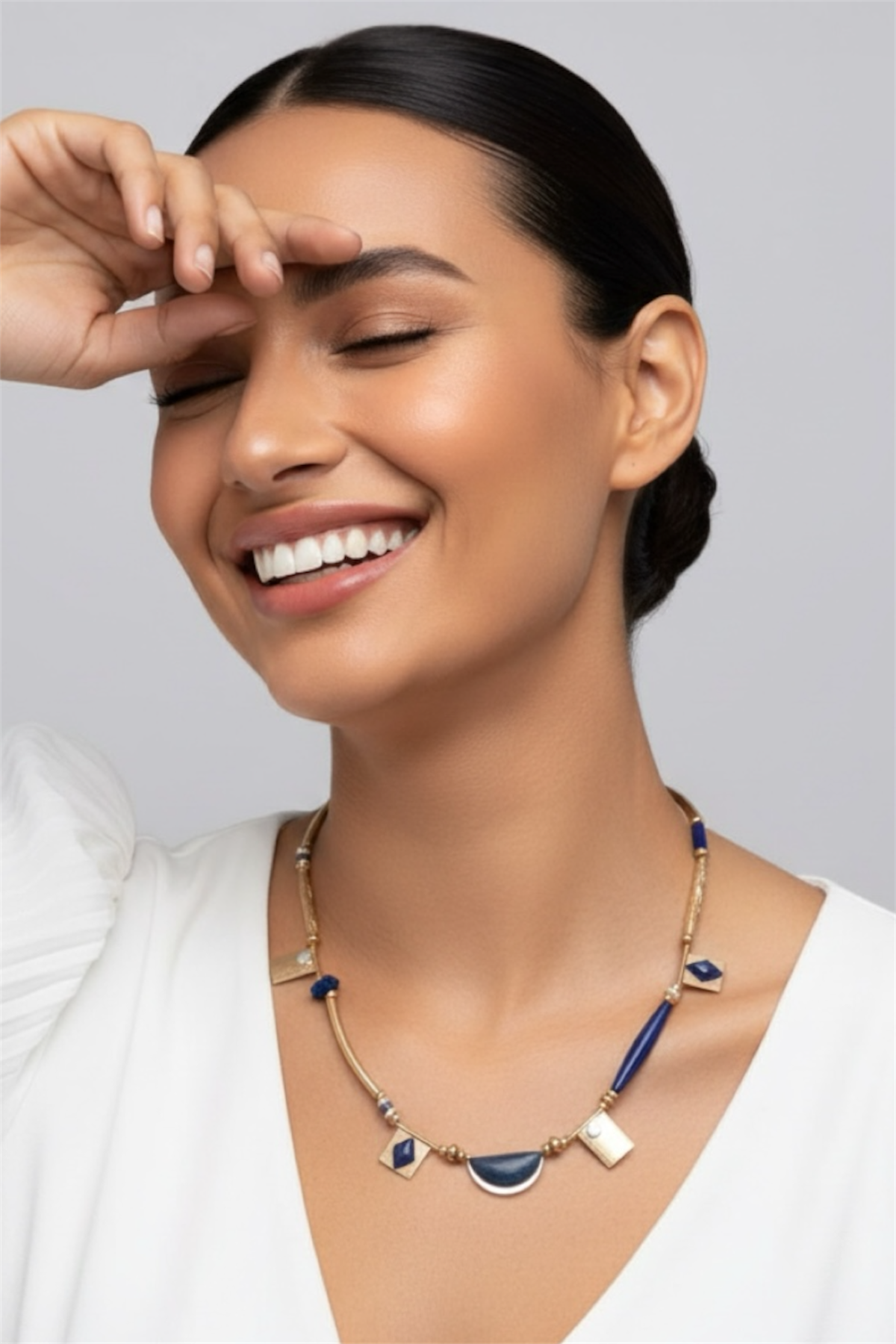 Lapis Lazuli Doğal Taş Vintage Tasarım Kolye