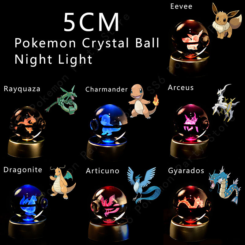 Thumbnail: Pokemon Crystal Ball 3D Pikachu Gengar Mewtwo Night Light Lamp Pokeball 3D Glass