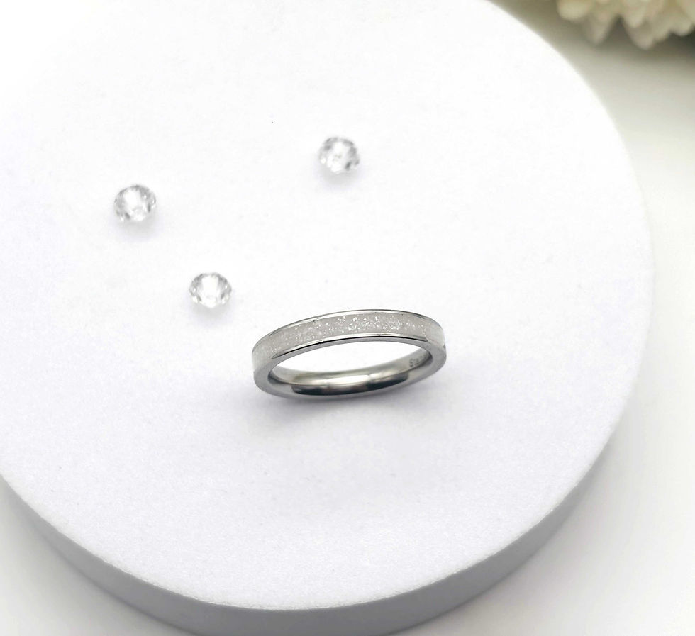 Thumbnail: 3mm Stainless Steel Memorial Ashes Channel Ring White